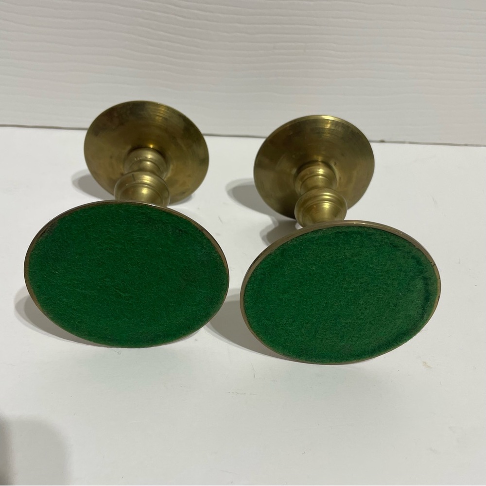 Vintage Brass Pillar Candle Holders - Picture 7 of 9